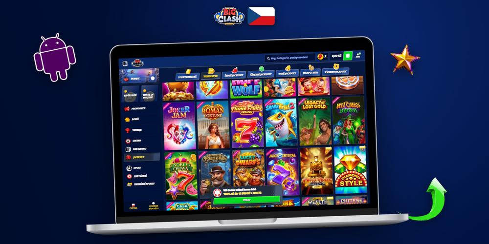 Bigclash Casino pro PC zobrazené na notebooku s Windows a macOS