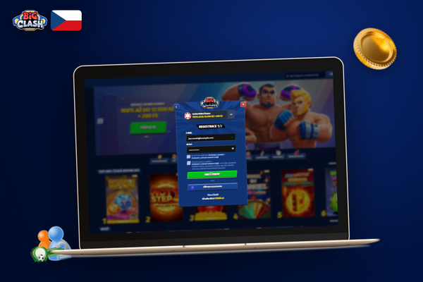 Mladý hráč zakládá účet v Bigclash Casino CZ přes uvítací formulář